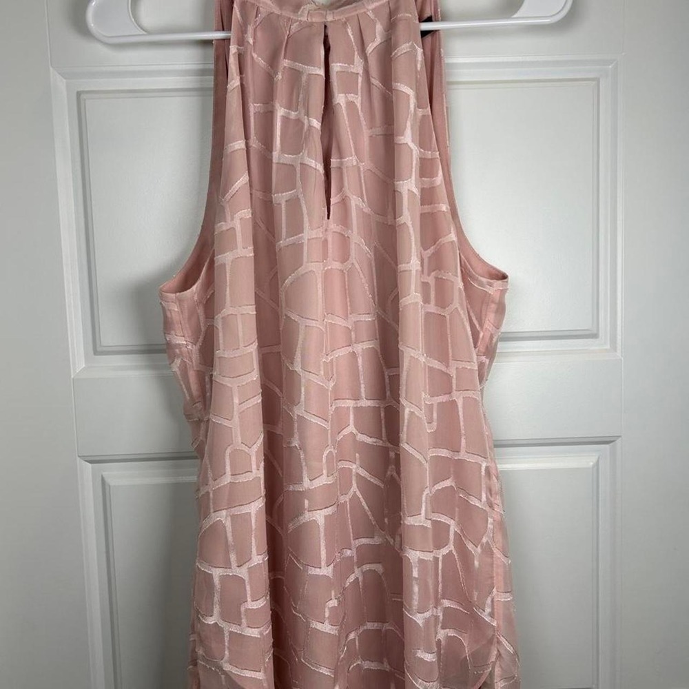 White House Black Market Pink Sleeveless Halter style Top with shiny pattern